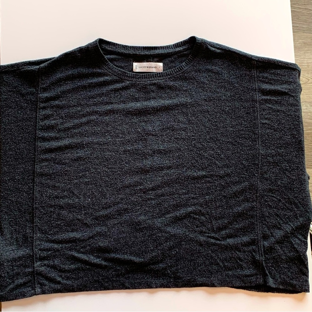 Lucky Brand Women’s  Dark Gray Crewneck cropped Boxy Sweater Size S